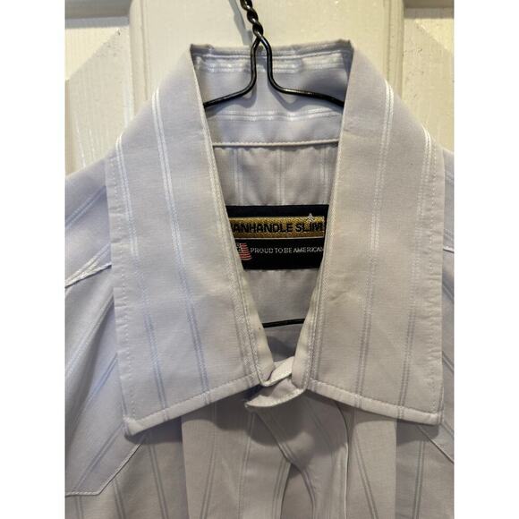 Panhandle Slim Men's Purple Pearl Snap Striped Long Sleeve Button Down Size 16 - Picture 2 of 6